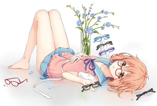 Anime girl lying down