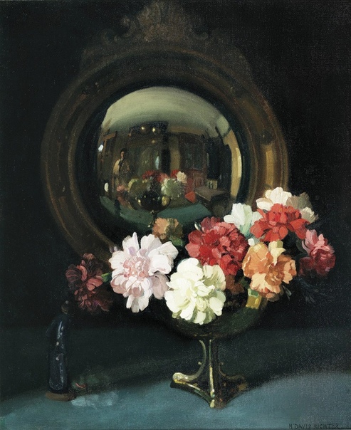 Натюрморт с зеркалом. Зеркало с цветами. Букет тюльпанов в вазе. Зеркало цветы. В зеркале отражается ваза с цветами.